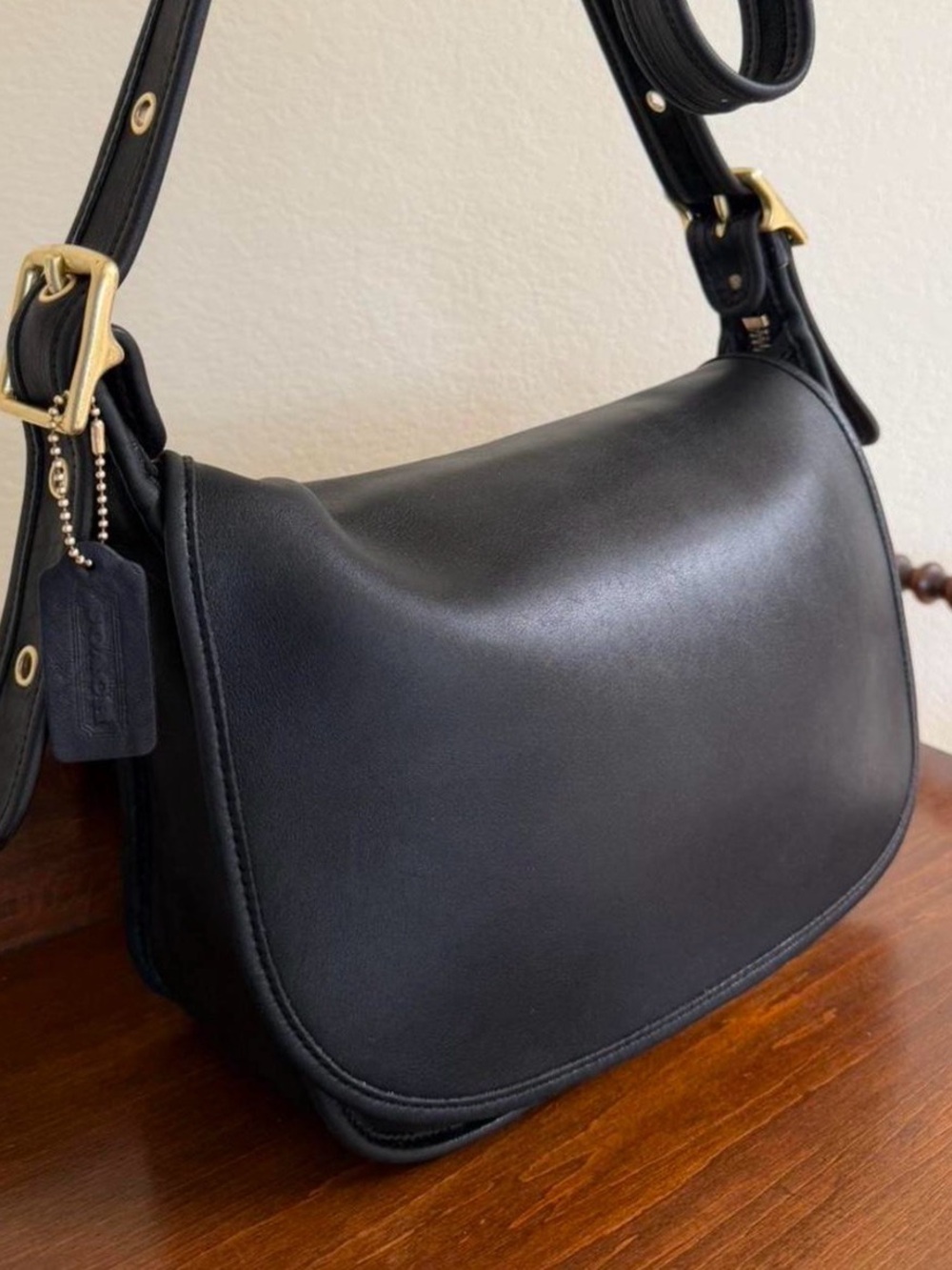 Patricia Coach Black Leather Shoulder Bag